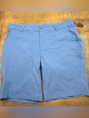 Stio Men's Sky Blue Flat-Front Rivet Performance Shorts